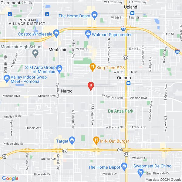 In N Out Smog Check location map: 534 S Mountain Ave, Ontario, CA